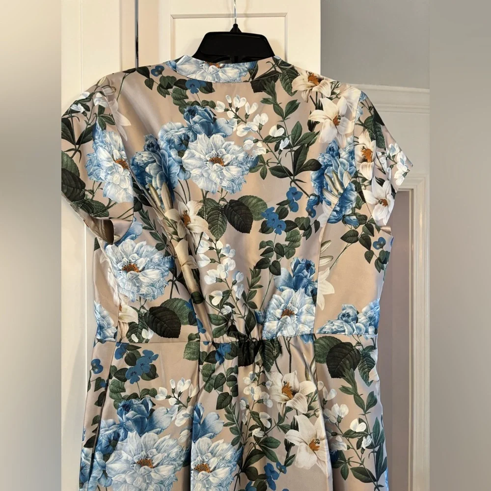 Sachin + Babi Cream Maxi Dress with Blue Floral Print and Green Leaves - Picture 6 of 9